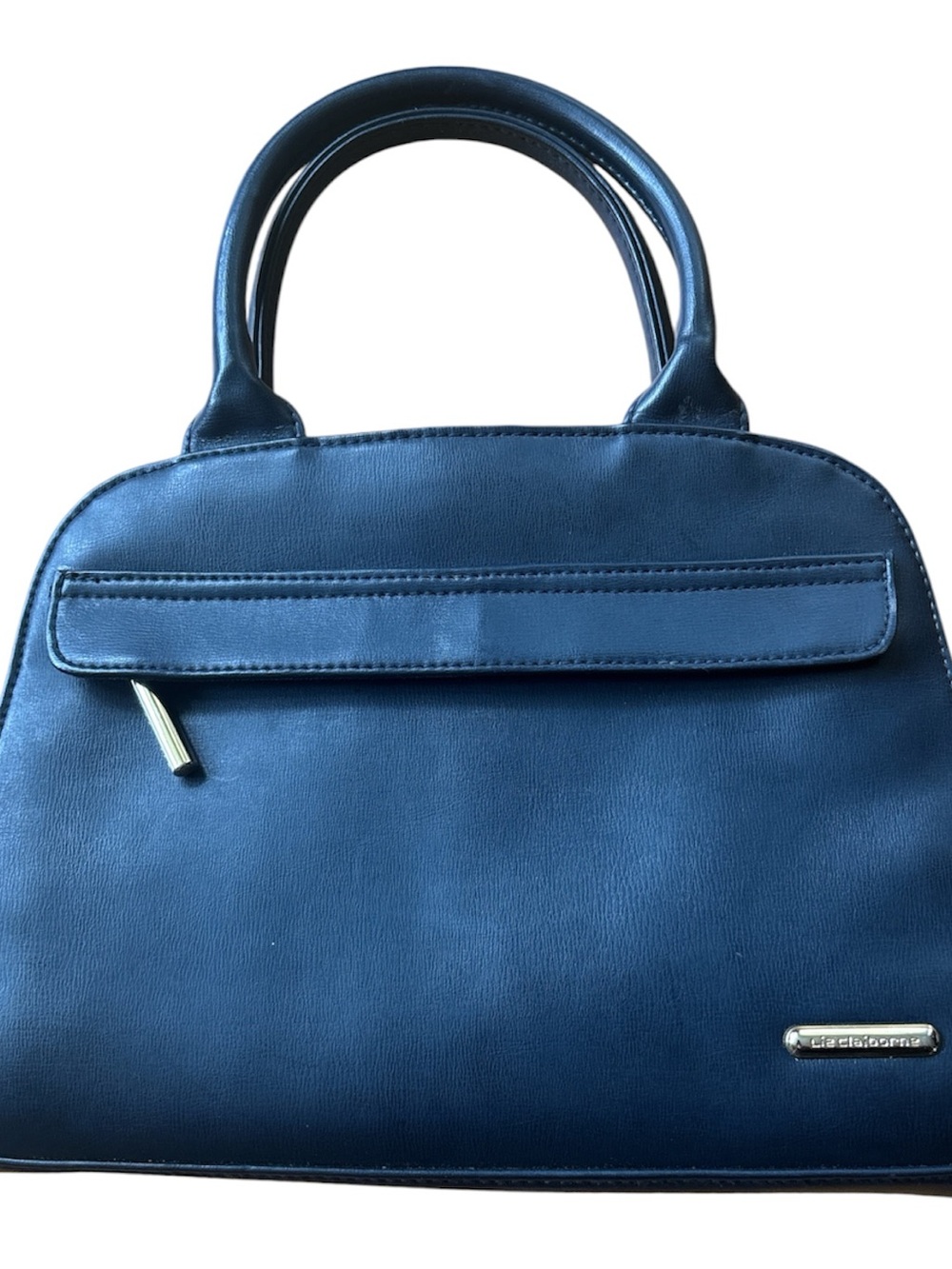 Liz Claiborne Deep Navy Top-Handle Leather Satchel